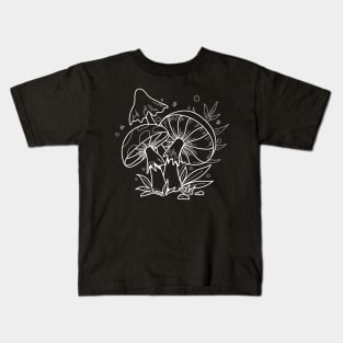 Mushroom Sprouts In Nature Line Art Design Kids T-Shirt